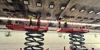 Jean-Paul Ojeil from Schréder on site in the Ville-Marie tunnel, assisting with commissioning 